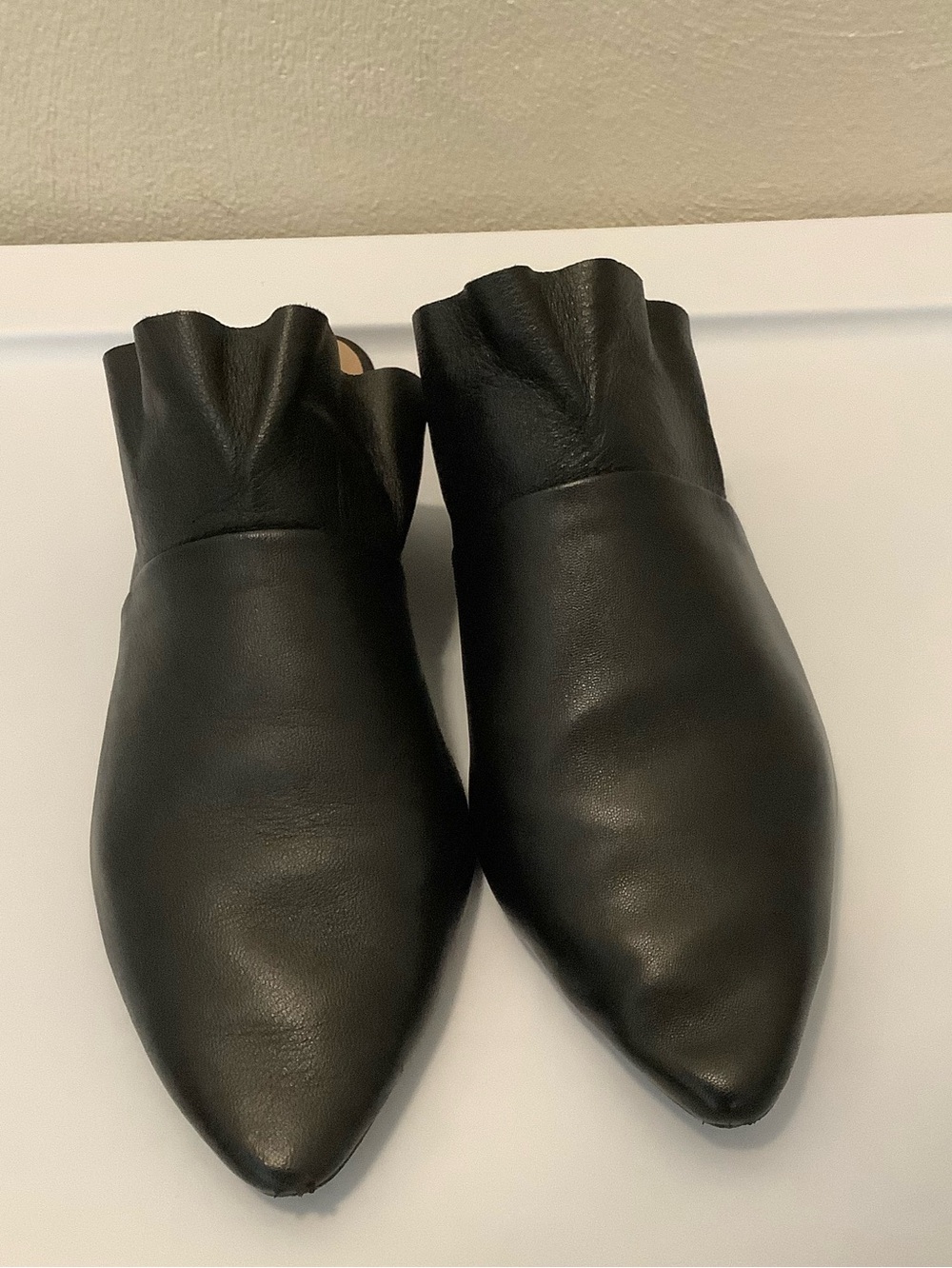 Free People Black Pointed Leather Mules